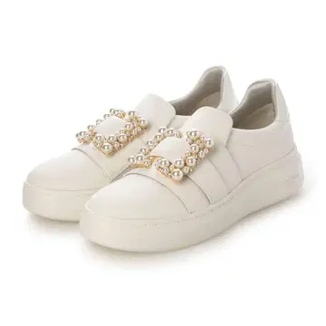 +diana 펄 장식 인조 가죽 화이트 스니커즈 24.0cm