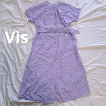 비스 셔츠 원피스 [ F ] 반팔 노카라 앞 버튼 벨트 있음 안감 있음