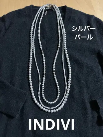 [ 새상품급 ] 인디비 실버 3연 펄 목걸이