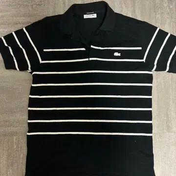 LACOSTE 피케 셔츠 블랙 화이트 스트라이프 사이즈 3