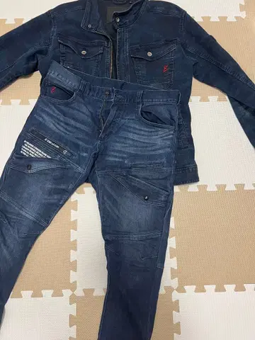 Z-DRAGON 카모 패턴 데님 작업복 자켓 L 사이즈 상하의 세트