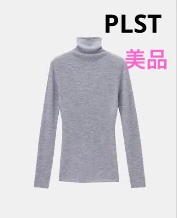 PLST 플라스테 라메 시어 리브 터틀넥 그레이 S