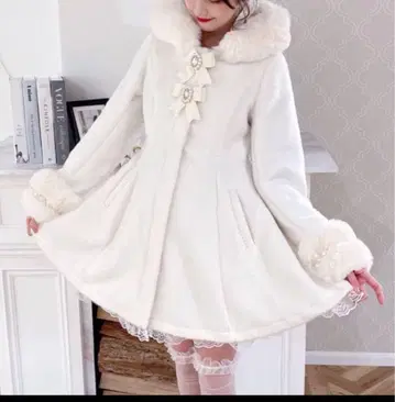 MARS 마즈 비쥬 리본 롱 코트 화이트