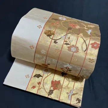 후쿠로 오비 미사용품 교토 니시진 비단 당초 무늬