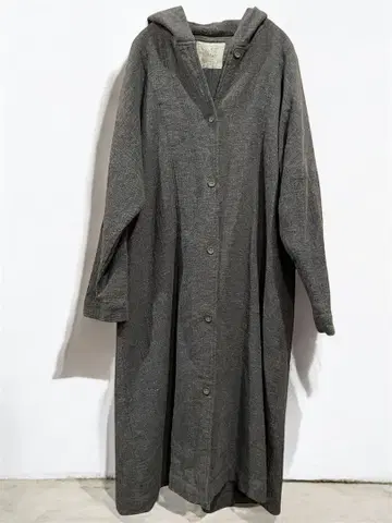 08Mab 08맵 후드 부착 롱 코트 차콜 그레이 내추럴