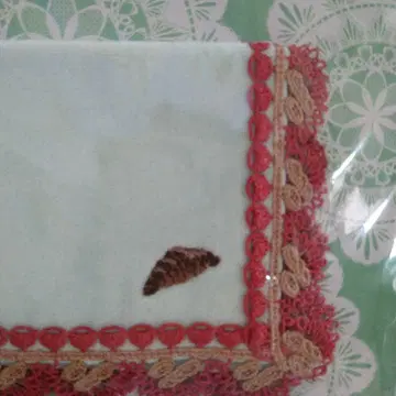 치카자와 레이스 퐁파도르 콜라보 손수건 [크루아상] 민트 컬러