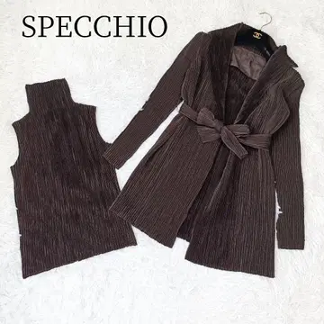 [ 스페치오/SPECCHIO ] 앙상블 벨트 가디건 플리츠 블랙