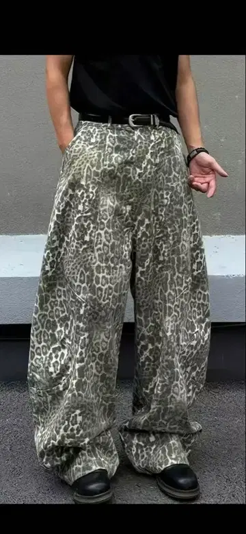 레오파드 청바지 데님