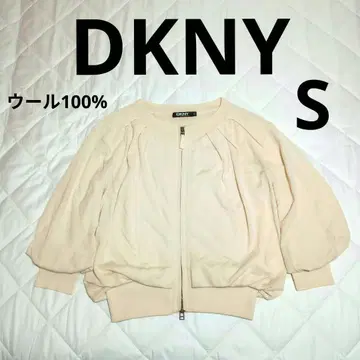 새상품급 00s DKNY 울 100% 개더 더블 지퍼 니트 블루종