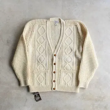 60s 아란 니트 피셔맨 스웨터 울 가디건 아일랜드제
