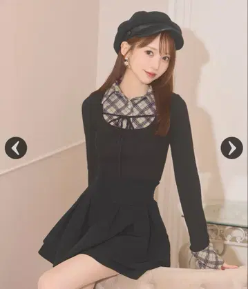 미셸 마카롱 체크 셔츠 레이어드 스타일 니트탑