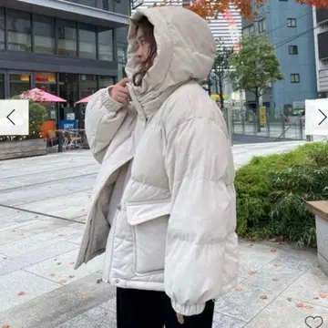 ungrid 코듀로이 충전솜 블루종 다운 자켓 아이보리