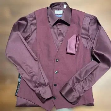 성인식 3종 세트 버건디 포멀 베스트와 셔츠 세트