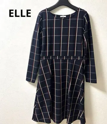 ELLE 엘르 체크 무늬 원피스 긴팔 A라인 사이즈 38