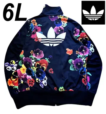 아디다스 극 레어 빅 사이즈 꽃무늬 팬지 저지 자켓 블루종