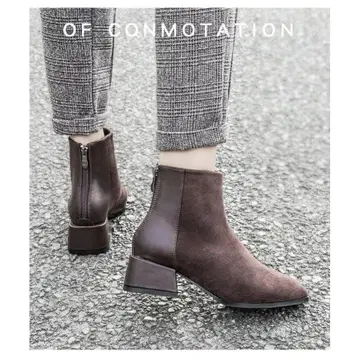 웨스턴 부츠 샷 길이 부츠 부티 신발 스웨이드 느낌 브라운