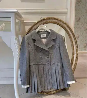 에피누 pleats frill jacket herringbone gray