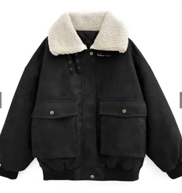 보아 옷깃 인조 가죽 자켓