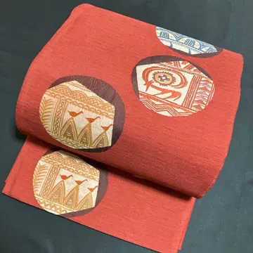 후쿠로 오비 캐주얼 오비 미사용품 츠무기부터 코몬까지 빨간색