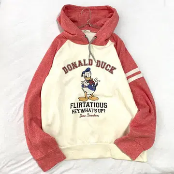 [ 디즈니 ] 후드 맨투맨 도날드 프린트 래글런 슬리브 면 혼방 L