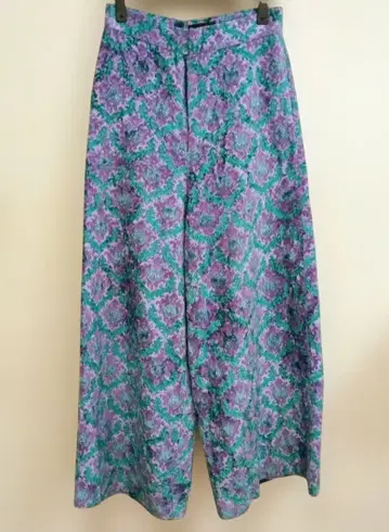 G.V.G.V 벨로아 다마스크 무늬 롱 가우초 팬츠 퍼플 34