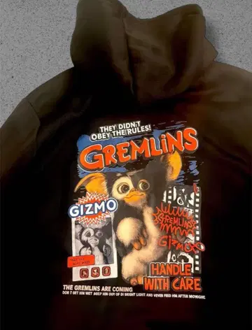 [ 레어 패턴 ] 그렘린 기즈모 후드티 XL 영화 블랙 빅 실루엣