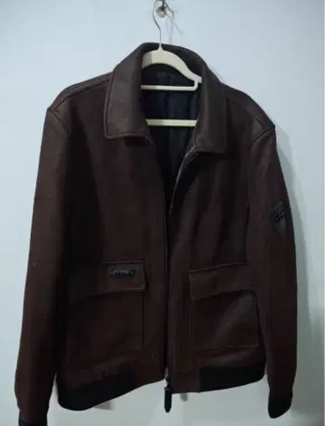 가죽 느낌 자켓 브라운 / 지퍼