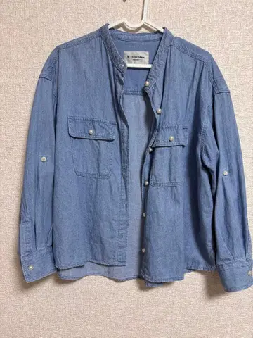 [ 새상품급 ] le.coeur blanc 스탠드넥 펄 버튼 셔츠 블루