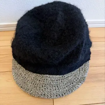 카시라 울 모헤어 혼방 헌팅 캡 모자 블랙 니트 모자