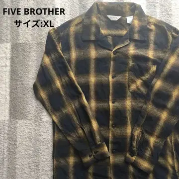 파이브 브라더 옴브레 체크 오픈 카라 셔츠 XL