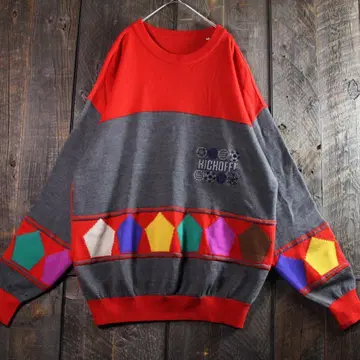 구제 빈티지 XL 자수 멀티 컬러 오버 사이즈 니트 IV