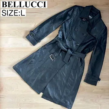 [ 새상품급 ] BELLUCCI 벨루치 램스킨 가죽 코트 트렌치코트 블랙