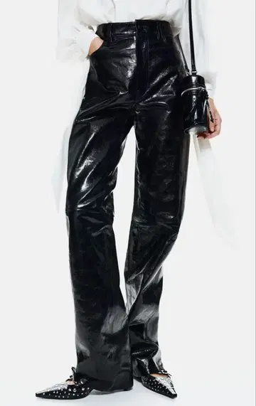 새상품 H&M Premium Selection 블랙 양가죽 가죽 팬츠
