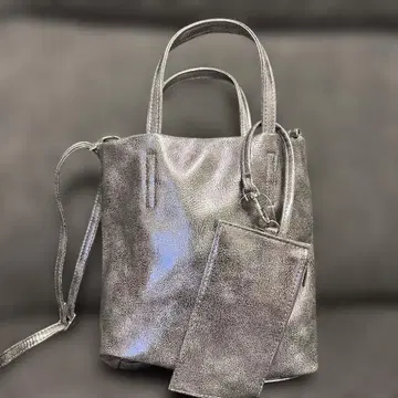 cooco 메탈릭 실버 숄더백 파우치 포함 2way