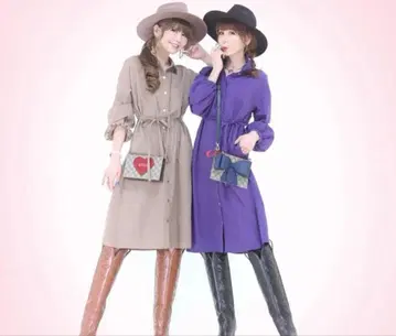 [ 새상품 ] &LOVE 하트 플라워 카라의 셔츠 가운 원피스