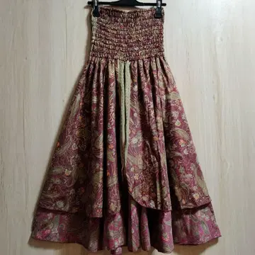 인도 올드 사리 리메이크 스커트 플레어 페이즐리 [ 5P-105 ]