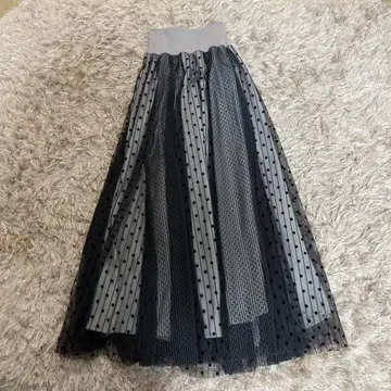 AND COUTURE 플레어 스커트 롱 블랙/그레이