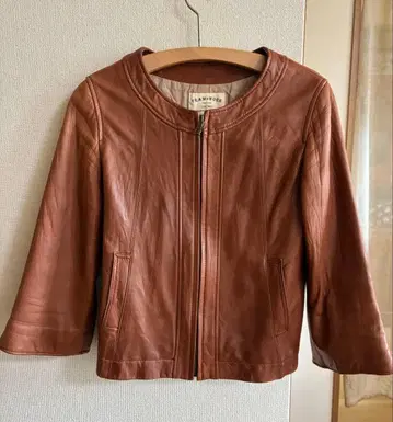 FRAMeWORK 브라운 가죽 숏 블루종