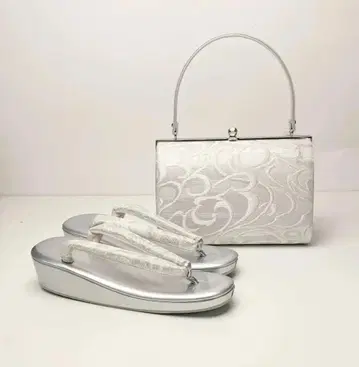 일본 의류 조리 백 세트 포멀 오비지 실버 프리 사이즈 u25