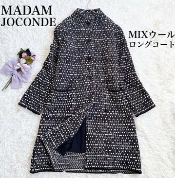 [ 새상품급 ] 마담 조콘다 MIX 울 니트 롱 코트 스탠드 카라