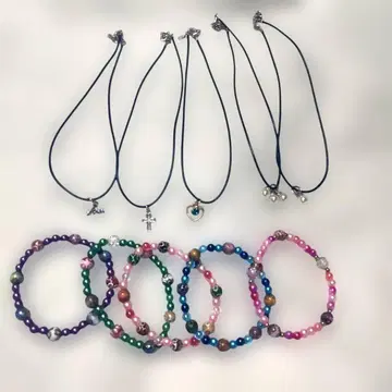 비즈와 참 팔찌 목걸이 세트