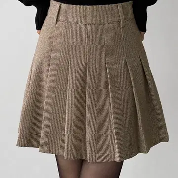callautia 로우웨스트 헤링본 플리츠 미니 스커트