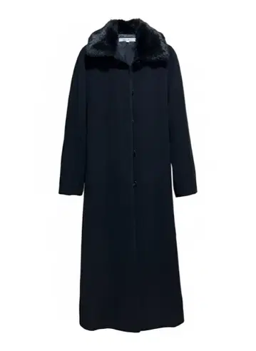 23구 퍼 카라 부착 블랙 롱 코트 38