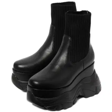 [ R&E ] 통굽 러버 Storm 삭스 숏부츠 블랙