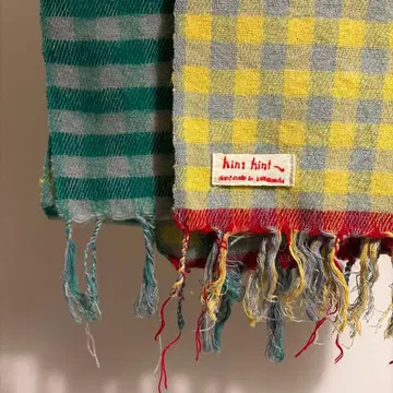 hinthint 체크 무늬 배색 절개 스톨 대형 컬러풀 올 패턴