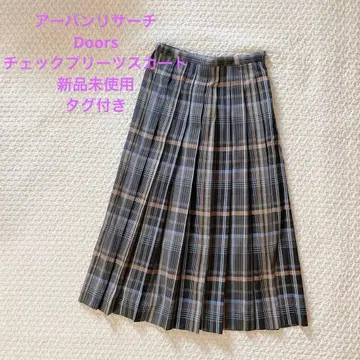 그레이 계열 체크 무늬 플리츠 스커트 M 사이즈