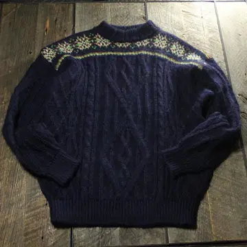 SP 구제 의류 아란 니트 요크 피셔맨 XL 케이블 니트 아일 패턴