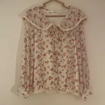 Liz Lisa 꽃무늬 블라우스 리본 빅 칼라 프릴 옷깃