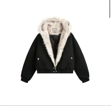 블랙 퍼 봄버 자켓