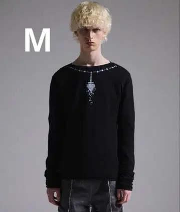 [ GRANCY ] 그랑시 프린트 디자인 시어 니트 블랙 M 사이즈